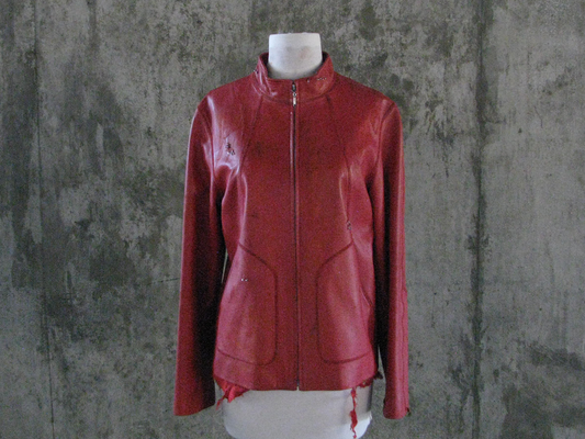 PIERCED LEATHER RACER JACKET